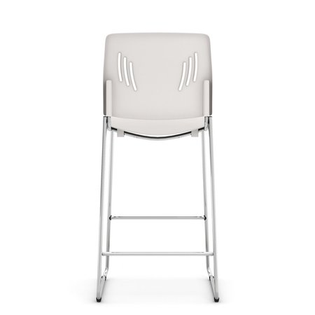 Officesource Rise Stool Polyurethane Stool with Footrest and Chrome Base 3085STOOLWH